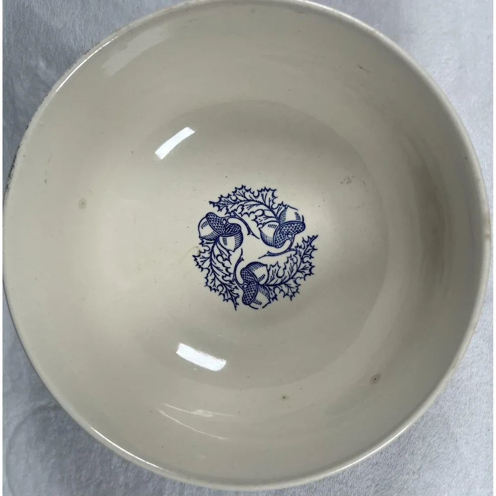 Blair Blue Thistle Stoneware‎ Mixing Serving Bowl Made in USA Cobalt Large